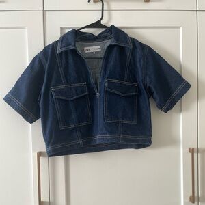 Zara Kids Dark Blue Short Sleeve Denim Jacket
